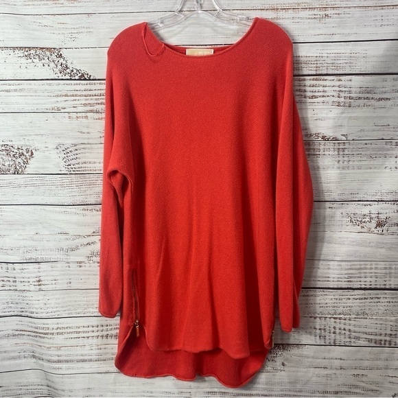 MICHAEL KORS LONG SLEEVE SCOOP NECK ZIPPER SIDES TUNIC BLOUSE TOP - Picture 12 of 12